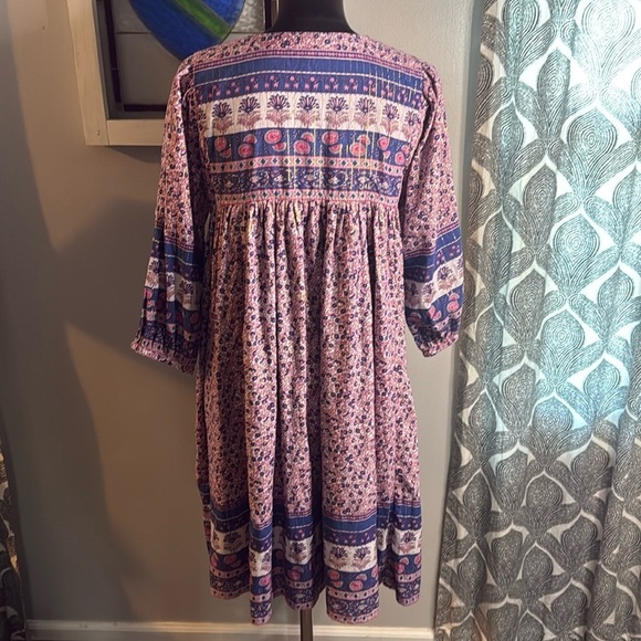 Pink Chicken Boho Block Print Jade Dress SZ Medium - Picture 6 of 10